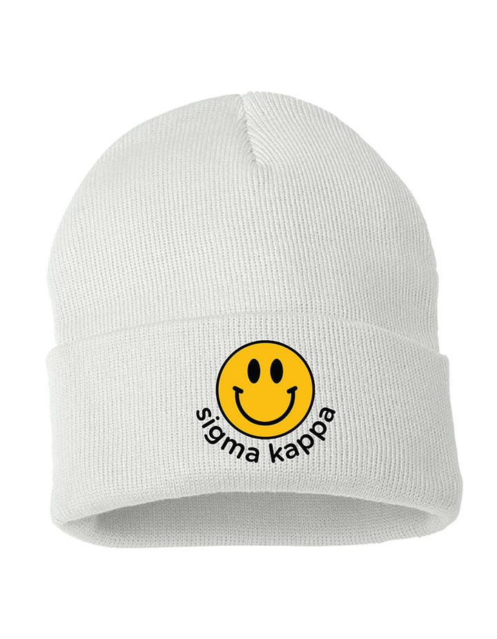 Smiley Embroidered Sorority Beanie